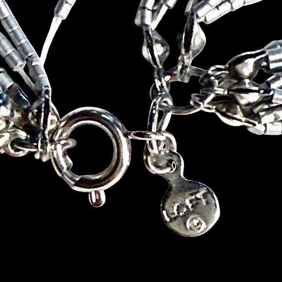 Ann Taylor LOFT Multi Strand Sparkle Twist Faceted Glass Charcoal Bead Necklace - Picture 4 of 10